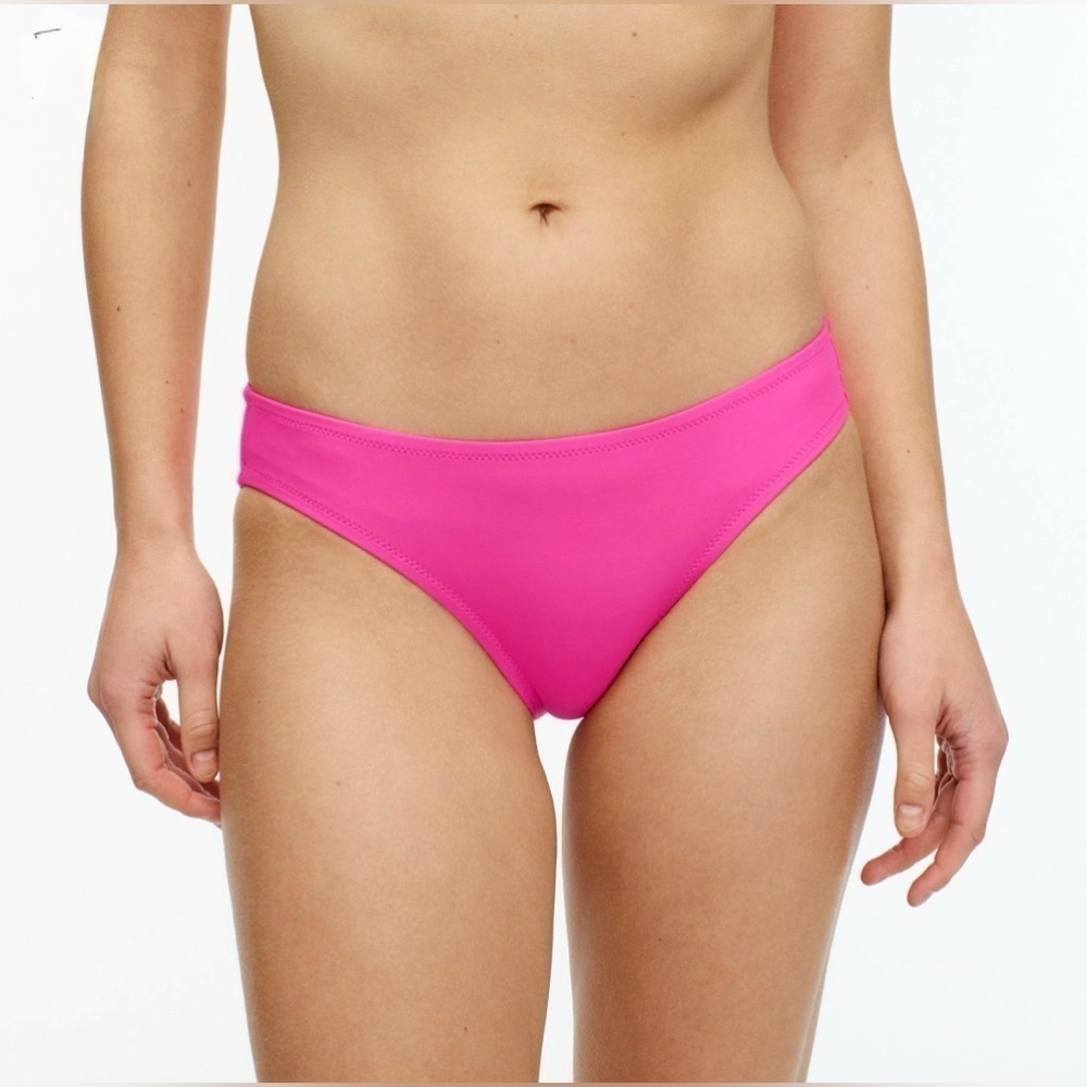NWT J. Crew Pink Curved Waist Cheeky Bikini Bottom, Mid Rise, Size XL